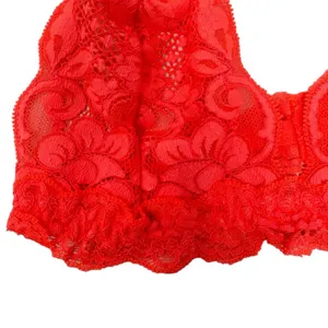 We Are HAH Chi‎ Bralette Fried Salmon Pink Floral Lace Sheer Adjustable XS NEW thumbnail 6