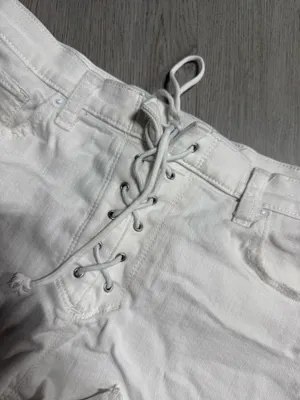 Express vintage mid rise lace up denim shorts thumbnail 3