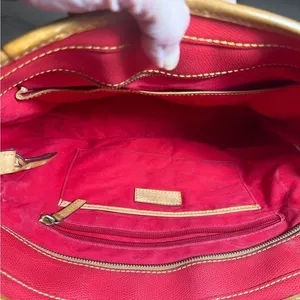 Dooney & Bourke 1975 Ruby Red Pebbled Shoulder Bag Bring‎ Leather Straps Trim thumbnail 5