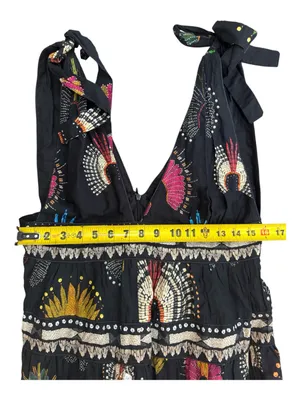 Farm Rio Tiered printed cotton-voile midi dress In Black Size Medium thumbnail 14