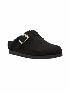 NEW DV Dolce Vita Faux Suede Clog Mule Gold Buckle Black Slide Slippers, Size 10 thumbnail 9