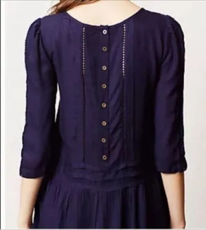 Anthropologie Floreat • Luana Women’s Navy Floral Embroidered Tunic Top Blouse thumbnail 3