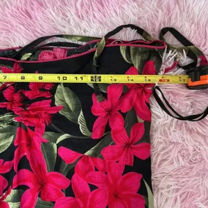 Ravant Hawaii Tropical Floral Halter Dress Women M Black Pink Hibiscus Midi Boho thumbnail 3