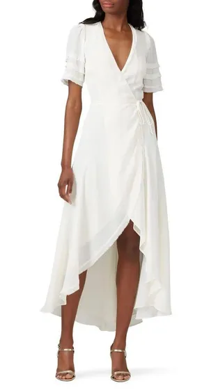 Reformation Lottie Wrap‎ Dress White thumbnail 1