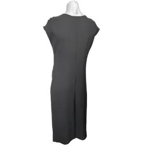 Zara Black Short Cap Sleeve Pocket Deep V Neck Tie Front Wrap Midi Dress Size M thumbnail 2