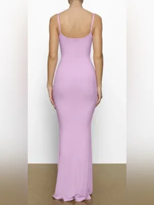 Skims Soft Lounge Long Slip Lilac Sleeveless Bodycon Maxi Dress Size S thumbnail 2