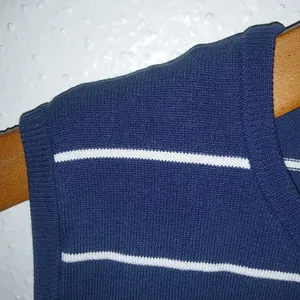 August Silk Knits S Sleeveless Knit Navy Striped Top thumbnail 3