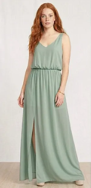SHOW ME YOUR MUMU Women’s Kendal Maxi V-neck Sleeveless Maxi Dress Sage Size S thumbnail 1