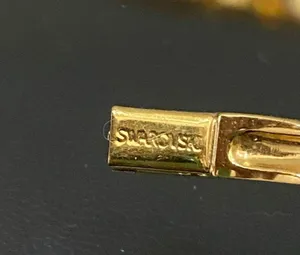SWAROVSKI Vintage Signed Gold-tone Hinged V Bangle With Teardrop Crystal Charm thumbnail 13