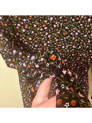 Zara Floral Print Long Sleeve Mini Dress Black Small thumbnail 3
