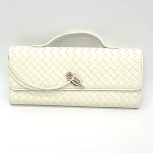 Few Moda East West Woven Clutch Bag Crossbody Cream Toggle Minimalist Chic Vegan thumbnail 2