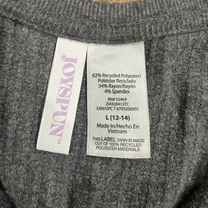 JOYSPUN Basic Gray Long Sleeve Ribbed Henley Top | Size Large thumbnail 2