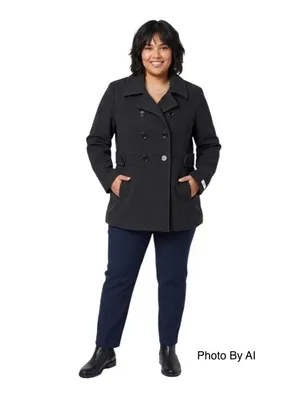 CALVIN KLEIN Charcoal Wool Blend Double Breasted Pea Coat Womens Size 14 thumbnail 11