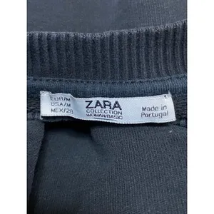 Zara Women's Black Long Sleeve Crew Neck Knit Boxy Ruffle Sweatshirt Top Size M thumbnail 3