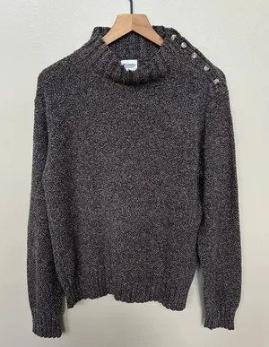 Womens Columbia Sweater Mock Turtleneck Button Shoulder Chocolate Brown Large thumbnail 1