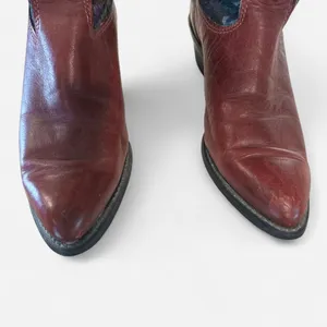 Vintage 90s Capezio Red Leather & Tapestry Western Boots Rare Pair thumbnail 7
