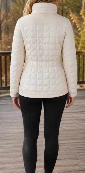 The North Face Women's Quilted Hybrid Pullover Jacket Medium Cream thumbnail 1