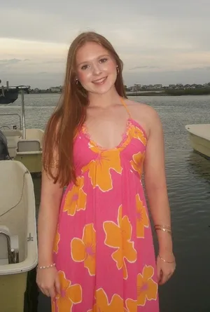 Pink and Orange Hibiscus Dress thumbnail 1