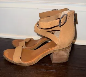 Jessica Simpson Women’s Tan Suede Block Heel Ankle Strap Sandals 7.5 thumbnail 1