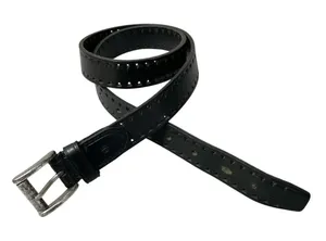 Lauren Ralph Lauren LRL Leather Belt Womens Small Black Silver Buckle Cut Out thumbnail 1