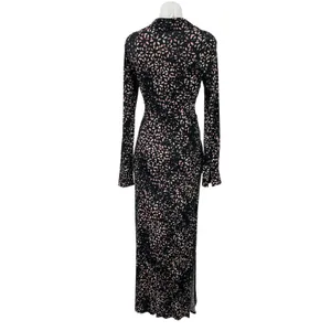 Free People Shayla Floral Deep V Neck Long Sleeve Slit Wrap Maxi Dress Size S thumbnail 3