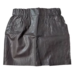 Zara Womens Faux Leather Mini Skirt Size S Elastic Waist Pockets Brown Chocolate thumbnail 2