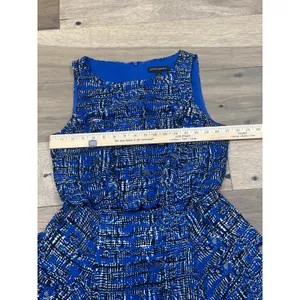 Banana Republic Blue Chiffon Flowy Sleeveless Dress Black White Accents Size 6 thumbnail 6