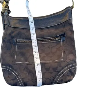 Coach #10403 purse black signature logo jacquard bronze hardware thumbnail 7
