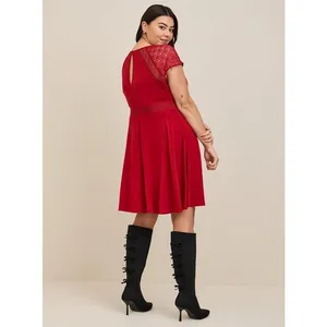 Torrid Womens Dress Sz 0‎ L 12 Red Mini Super Soft Lace Inset Skater NEW thumbnail 2