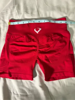 High-Waist Red Seamless Bike Shorts for Women thumbnail 6