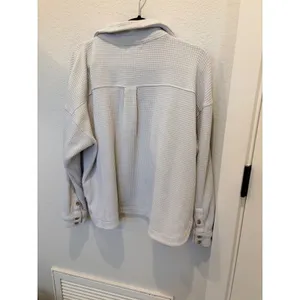 Madewell Waffle Knit Shacket Shirt Jacket Cream Off White Button Down XL thumbnail 7