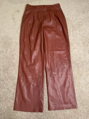 House‎ of Harlow 1960 Brown Red Faux Leather Wide Leg Pants Size 8 thumbnail 1