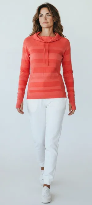 Brooks Moving Comfort striped running pullover thumbholes nwot thumbnail 1