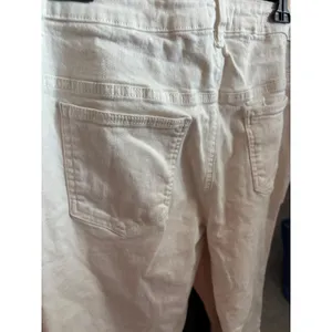 By Billie Womens White Denim Crop Jeans Raw Hem Straight Leg Size 32 L thumbnail 5