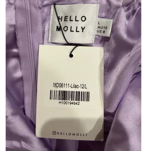 Hello Molly Disco Nights Lilac Satin Mini Dress Rhinestones Large Y2K Party thumbnail 8
