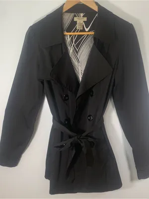 Vertigo Paris Black Double-Breasted Tie-Waist Trench Coat Ladies Sz Medium thumbnail 1