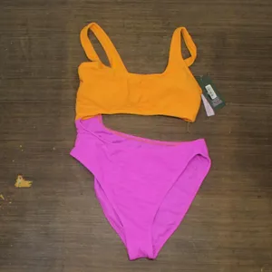 NWT Wild Fable Womens Cut Out One Piece Swimsuit PID-G84930 XS Orange & Pink thumbnail 2