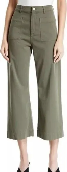 A.L.C. Frank Wide Leg Sailor Pants in Army Green Cropped size 0 thumbnail 1