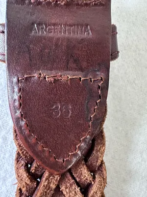 Vintage Brown Leather Belt Braided Woven Women 36 Adjustable Preppy Hippie thumbnail 5