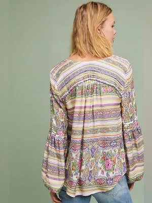 Anthropologie Maeve Gorgeous Boho Floral Puff Sleeve‎ Ceresco Peasant Top thumbnail 7
