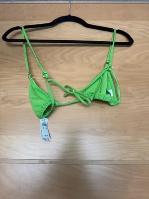 Women's Aerie Lime Green Triangle bikini top thumbnail 3
