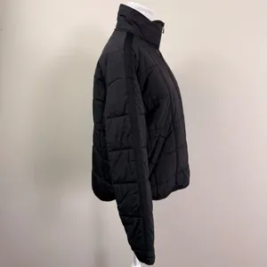 Roxy Womens Black Quilted Grid Puffer Jacket Funnel Neck Full Zip Sporty Sz S thumbnail 2