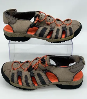 Clarks Tuvia‎ Women's Hiking Sandals in Taupe and Orange Hook and Loop Back-Sz 7 thumbnail 1
