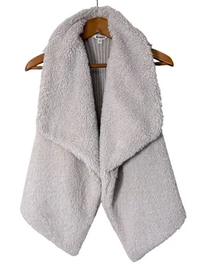 BB Dakota Sherpa Vest Knit Back Shawl Collar Rennie Sweater Vest Size XS Cream thumbnail 1