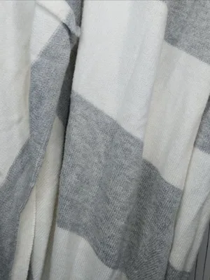 Aeropostale Gray & White Striped Open Casual Draped Preppy Cardigan Sweater thumbnail 4