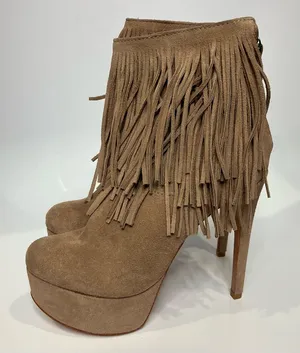 Schutz tan fringe‎ leather platform heels women’s size U.S. 7 party western thumbnail 1