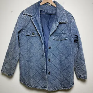 Vigoss Womens Cotton Denim Jacket L Blue Quilted Acid‎ Wash Shacket Western Boho thumbnail 3