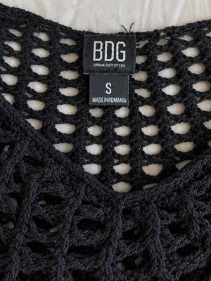 BDG Urban Outfitters Black Open-Knit Crochet Top thumbnail 4