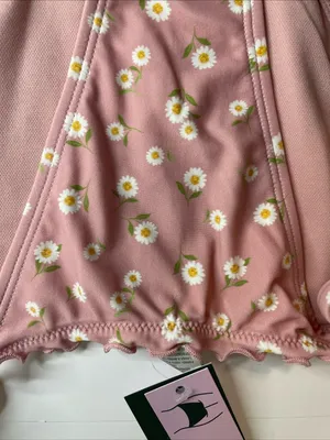 Wild Fable Pink Daisy Side Tie High Leg Low Rise Cheeky Bikini Bottom XS 0-2 New thumbnail 4