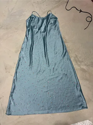 Free people intimately easy to love Light Blue Satin Slip midi Dress large thumbnail 1